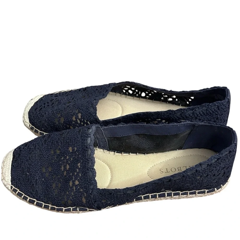 Talbots Women's Izzy Blue Crochet Espadrille Shoes Size 9 EUC Boho Cottage Fairy